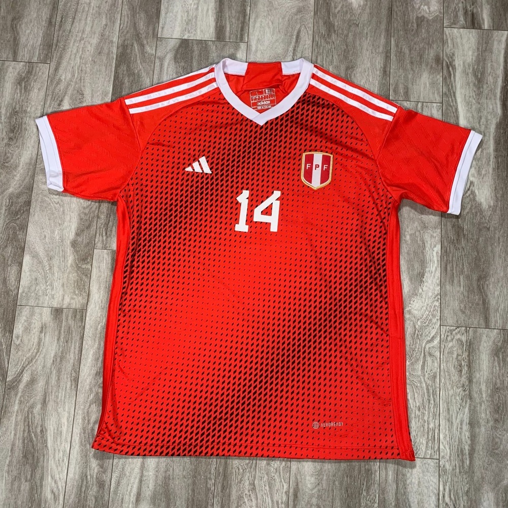 Adidas Peru Jersey Mens Large Red Lapadula #14 Copa America Soccer